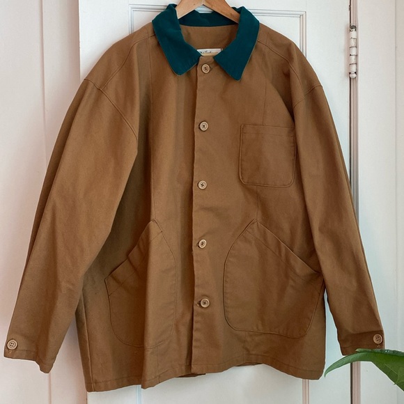 L.L. Bean Jackets & Blazers - Handmade Canvas Chore Coat, Corduroy Lapel, XL